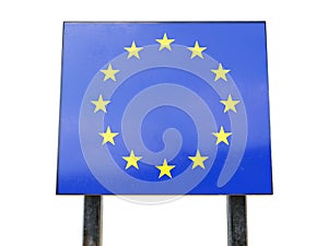 Border Sign of EuropeÃÂ European Union Flag and EU Border photo